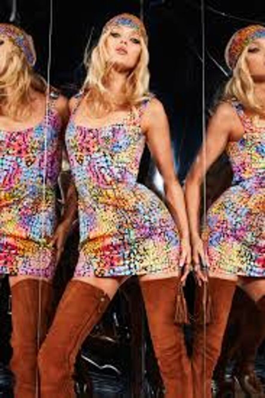 DUNDAS Rainbow Dot Neoprene Mini Dress